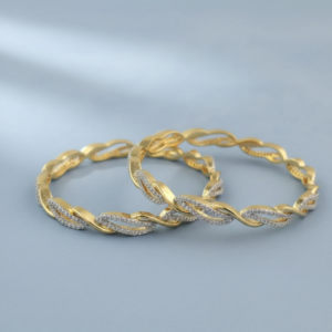 cubic zirconia classic bangles with 2 tone plating VPB028201