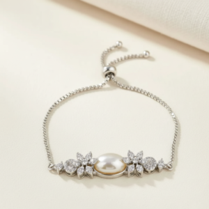 Adjustable Bracelet With Mehndi 2 Tone Rhodium Plating VPB015202