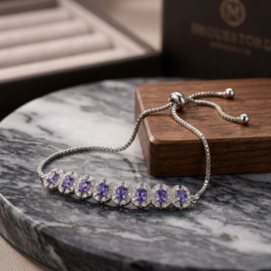 Cubic Zirconia Adjustable Bracelet With Rhodium Plating VPB014206