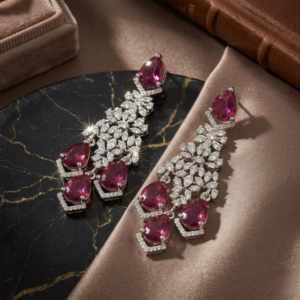 Cubic Zirconia Classic Earring With Rhodium Plating VPE020208